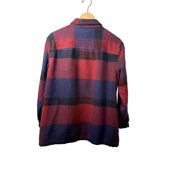 MARINE LAYER Women's Riley Plaid Flannel Overshirt Red/Blue Size Extra Large - Picture 8 of 11